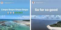 De um helicóptero, o superintendente do Ibama na Bahia, Rodrigo Alves, afirma que praias da região estão limpas  Foto: BBC News Brasil