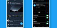 O modo escuro no Twitter: duas opções diferentes  Foto: Twitter / Estadão