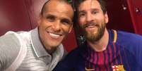 Rivaldo e Messi são ídolos do Barcelona (Foto: Reprodução/Twitter)  Foto: Lance!