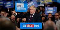 Premiê britânico, Boris Johnson, durante evento de campanha em Manchester
10/12/2019 REUTERS/Toby Melville  Foto: Reuters