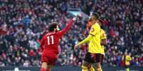 Salah comemora o primeiro gol do jogo (Foto: Reprodução / Twitter Liverpool)  Foto: LANCE!