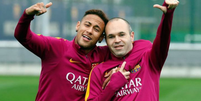 Atuando juntos no Barça, Neymar e Iniesta venceram a Champions League de 2014-15 (Foto: Reprodução/Instagram)  Foto: Gazeta Esportiva