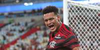 Rodrigo Muniz, atacante do Flamengo, comemora seu gol na partida contra o Volta Redonda  Foto: ELDIO SUZANO/PHOTOPRESS / Estadão