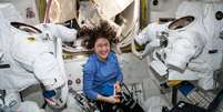 Christina Koch ficou 328 dias a bordo da Estação Espacial Internacional; ela voltou à Terra nesta quinta-feira  Foto: Nasa/Divulgação / Estadão