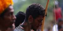 Índio da tribo Guarani Mbya durante protesto em São Paulo 
05/02/2020
REUTERS/Amanda Perobelli  Foto: Reuters