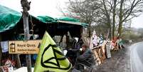 Ativistas do grupo Rebelião contra a Extinção em acampamento em Harefield, no Reino Unido
22/01/2020 REUTERS/Henry Nicholls  Foto: Reuters