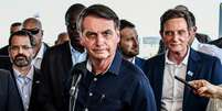 Jair Bolsonaro durante cerimônia de inauguração da alça de ligação da Ponte Rio-Niterói à Linha Vermelha.  Foto: Nayra Halm / FotoArena / Estadão