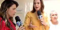 Rozaine Ferraz e Patrícia Bringel discutem durante transmissão ao vivo.  Foto: Reprodução de 'Jornal do Meio Dia' (2020) / TV Serra Dourada / Estadão Conteúdo