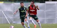 Lucas Lima e Luan Silva ficaram no banco no clássico contra o Santos, no Pacaembu (Agência Palmeiras/Divulgação)  Foto: Lance!