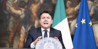 Giuseppe Conte durante pronunciamento em Roma  Foto: ANSA / Ansa - Brasil