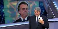 Bolsonaro conversa com Datena na Band: a crescente audiência da TV interessa ao governo  Foto: Reprodução