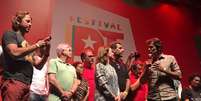Dirigentes do PT participam de evento em comemoração aos 40 anos da legenda, no Circo Voador, no Rio de Janeiro  Foto: Reprodução/Twitter Gleisi Hoffmann / Estadão