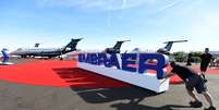 Logo da Embraer em feira de aviação em Las Vegas
21/10/2019 REUTERS/David Becker  Foto: Reuters