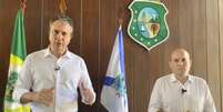 Governador Camilo Santana e&nbsp;prefeito Roberto Cl&aacute;udio&nbsp;anunciaram medidas  Foto: Reprodu&ccedil;&atilde;o / Estad&atilde;o Conte&uacute;do