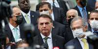 Bolsonaro e Guedes falam com jornalistas após audiência com o presidente do Supremo, Dias Toffoli
07/05/2020
REUTERS/Adriano Machado  Foto: Reuters