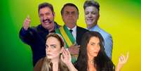 Bolsonaro entre Ratinho, Liliane Ventura, Denize Taccto e David Cardoso Jr.: artistas mobilizam seus seguidores em prol do presidente  Foto: Fotomontagem: Blog Sala de TV (Fotos: Marcelo Camargo / Agência Brasil e Reproduções / Instagram)