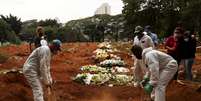 Enterro de vítima do coronavírus no cemitério da Vila Formosa, em São Paulo (SP) 
13/05/2020
REUTERS/Amanda Perobelli  Foto: Reuters