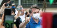 Jair Bolsonaro durante manifestação de apoiadores em Brasília, 17 de maio  Foto: EPA / Ansa