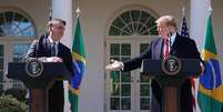 Jair Bolsonaro e Donald Trump durante encontro na Casa Branca, em 19 de março  Foto: ANSA / Ansa