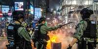Protesto contra lei de segurança nacional proposta pela China  Foto: AFP / Ansa - Brasil