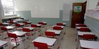 Salas de aula em escola pública no Paraná, vazias por conta do novo coronavírus (Covid-19).  Foto: DIRCEU PORTUGAL/FOTOARENA / Estadão Conteúdo