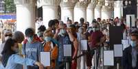 Ponte Rialto e praça San Marco também receberam visitantes  Foto: ANSA / Ansa - Brasil