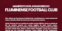 Texto assinado pelos jogadores do Fluminense (Foto: Reprodução)  Foto: Gazeta Esportiva