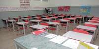 Salas de aula em escola pública no Paraná, vazias por conta do novo coronavírus (covid-19).  Foto: DIRCEU PORTUGAL/FOTOARENA / Estadão Conteúdo