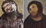 Ecce Homo original, deteriorado pela passagem do tempo e 'restaurado'  Foto: Centro de Estudios Borjanos / BBC News Brasil