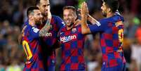 Jogadores do Barcelona comemoram gol marcado por Arthur
24/09/2019
REUTERS/Albert Gea  Foto: Reuters