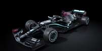 Mercedes W11 de Lewis Hamilton: base preta na temporada 2020.  Foto: Mercedes-AMG / Divulgação