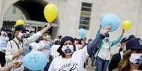 Manifestação de enfermeiros contra gestão da pandemia de coronavírus na Itália, em 9 de junho  Foto: ANSA / Ansa - Brasil