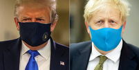 Donald Trump e Boris Johnson passaram a usar máscaras em público recentemente  Foto: Reuters/Andrew Parsons Media / BBC News Brasil