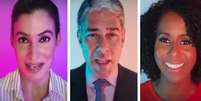 Renata Vasconcellos, William Bonner e Maju Coutinho na campanha: reforço à liderança do canal entre as TVs brasileiras  Foto: Reprodução