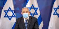 Primeiro-ministro israelense, Benjamin Netanyahu, faz pronunciamento no Ministério da Defesa, em Tel Aviv
27/07/2020
Tal Shahar/Pool via REUTERS  Foto: Reuters