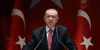 Presidente turco, Tayyip Erdogan, discursa durante reunião do partido governista AK
13/08/2020
Imprensa da Presidência da Turquia/Divulgação via REUTERS
  Foto: Reuters