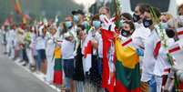 Lituanos mostram solidariedade com ativistas bielorrussos  Foto: DW / Deutsche Welle
