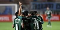 Jogadores do Palmeiras comemoram na vitória (Divulgação/Libertadores)  Foto: LANCE!