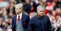 Arséne Wenger e José Mourinho durante partida entre Arsenal e Manchester United pelo Campeonato Inglês em 2018 
29/04/2018 Action Images via Reuters/Carl Recine   Foto: Reuters