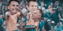 Imagem de vídeo publicado por Russomanno de uma partida da seleção brasileira de futebol, mas com o seu rosto e o de Bolsonaro inseridos nos corpos dos jogadores.  Foto: Reprodução / Estadão