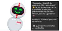 Chat bot da BBC News Brasil  Foto: BBC News Brasil