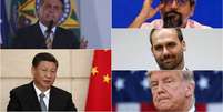 Jair Bolsonaro, Xi Jinping, Abraham Weintraub, Eduardo Bolsonaro e Donald Trump  Foto: Gabriela Biló/Estadão - Yoan Valat/via Pool Reuters - Wilson Dias/Agência Brasil - Adriano Machado/Reuters - Mandal Ngan/AFP / Estadão