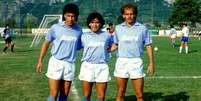Careca e Maradona foramaram grande dupla no Napoli; na foto, o brasileiro Alemão ao lado dos dois  Foto: Divulgação/Napoli / Estadão