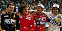 Senna, Prost, Mansell e Piquet numa foto de 1986: época de ouro da F1 foi de 1968 a 1996.  Foto: Divulgação
