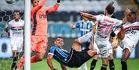 Diego Souza marcou o gol da vitória do Grêmio contra o São Paulo  Foto: Lucas Uebel/Gremio FBPA