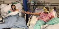Maria Rico e sua filha Anabel Sharma foram admitidas no hospital Leicester Royal no mesmo dia  Foto: Anabel Sharma / BBC News Brasil