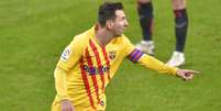 Messi chegou aos nove gols e agora é artilheiro do Espanhol com outros três jogadores (Foto: ANDER GILLENEA / AFP)  Foto: LANCE!