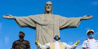 Cristo Redentor sendo desinfectado para reabertura aos turistas  Foto: ANSA / Ansa