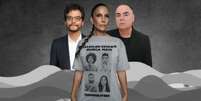 O ator Wagner Moura, a cantora Ivete Sangalo (vestindo a camiseta da campanha contra o trabalho escravo) e o estilista Reinaldo Lourenço: união de forças contra a exploração de pessoas  Foto: Reprodução