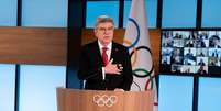 Presidente do COI, Thomas Bach, em Lausanne
 10/3/2021    Greg Martin/COI/Divulgação  Foto: Reuters